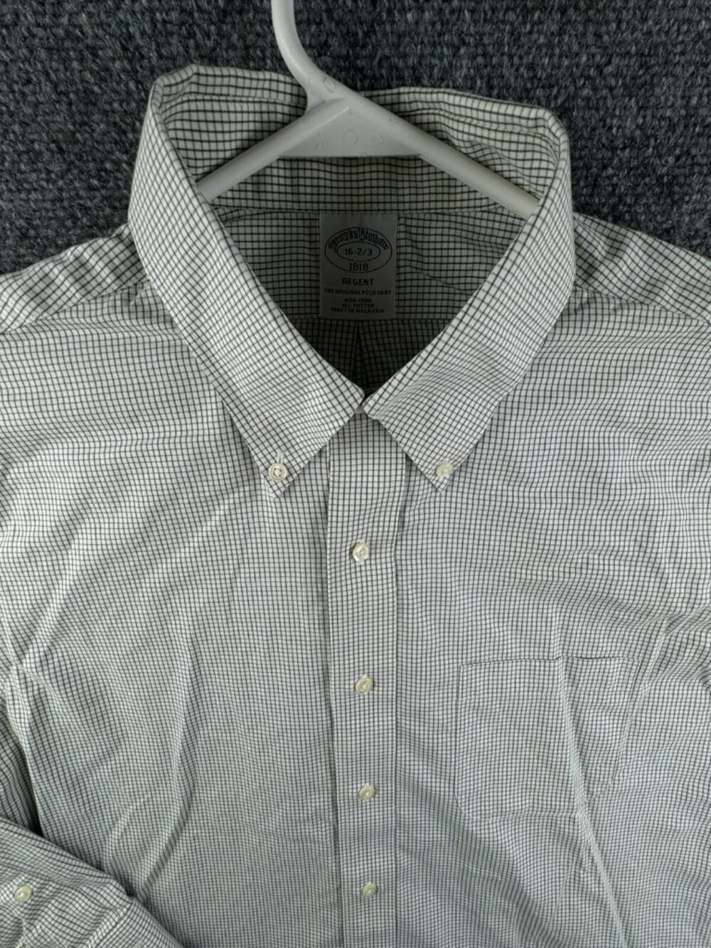 Brooks Brothers Cotton Button Up Shirt Long Sleeve Men Green Check 16 32/33